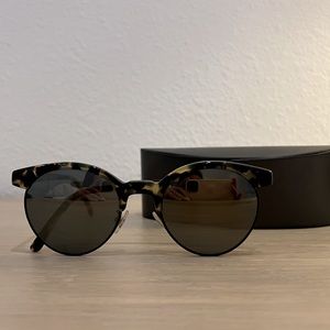 Oliver Peoples Tortoise Round Sunglasses with Dark Green Lenses